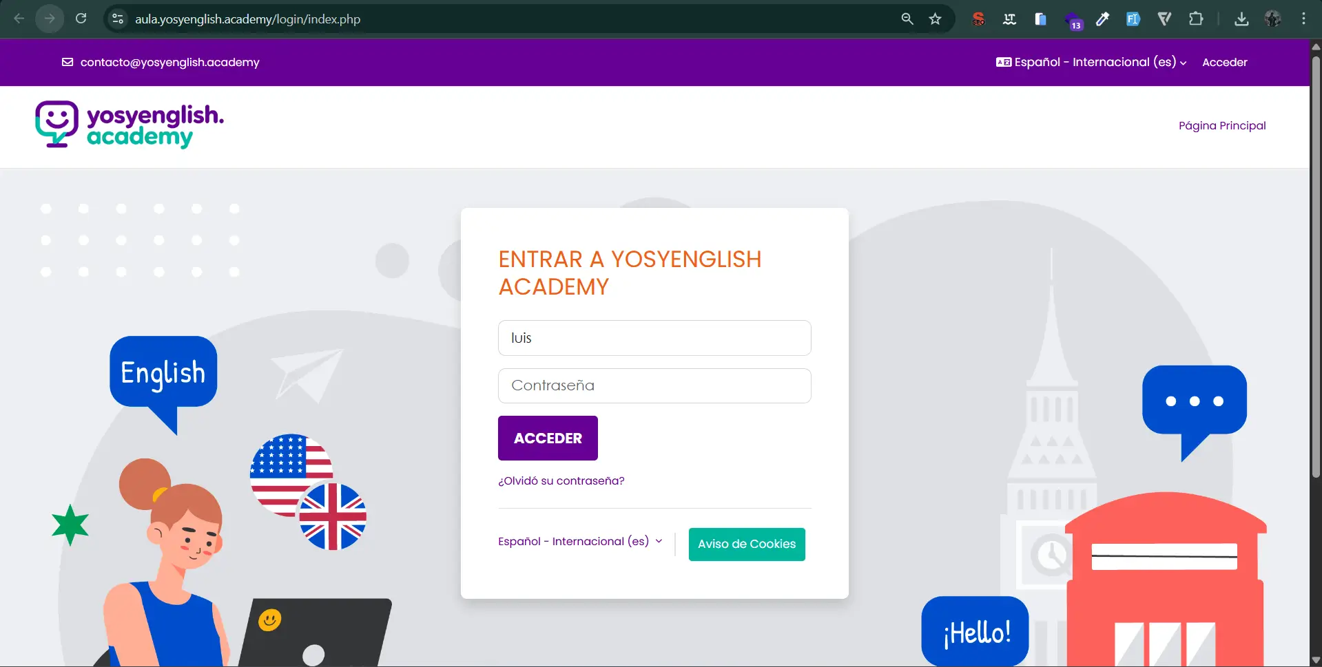 YosyEnglish Academy - Proyecto desarrollado por Softech Perú